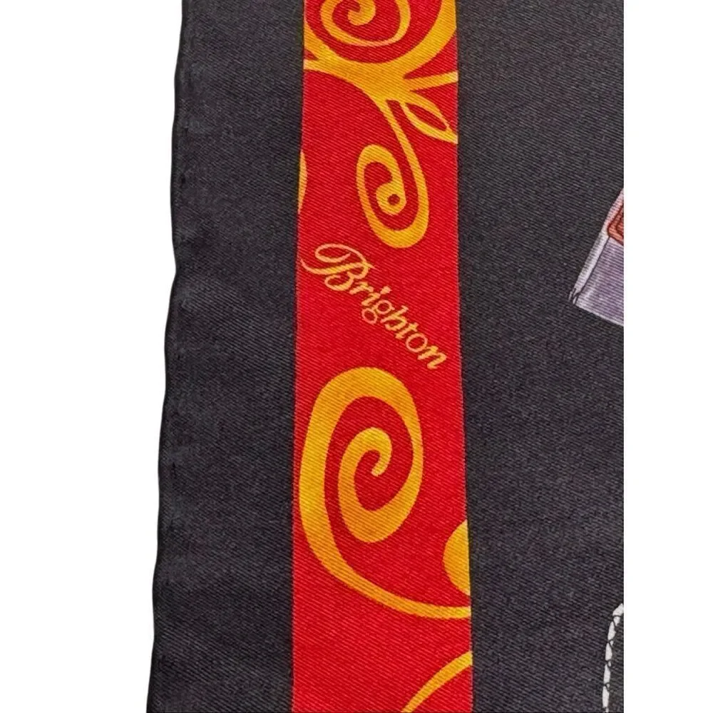 Brighton 100% silk scarf with fashion accessories print size 21” X 21”